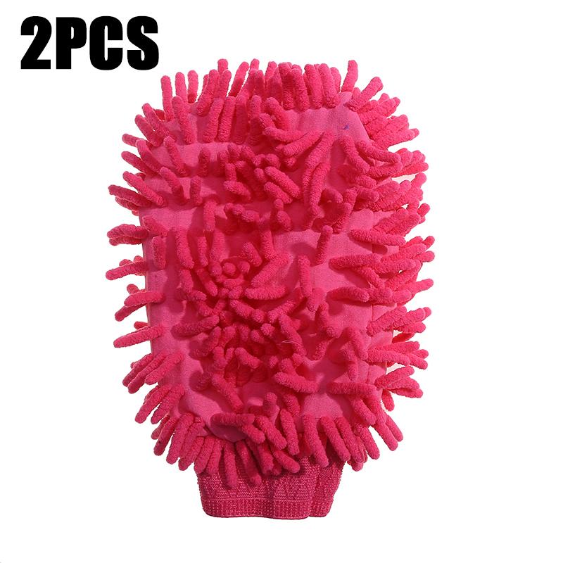 1/2PCS Chenille Plush Gloves for Car Cleaning Thickened Doublesided Car Cleaning Tools Ultrafine Fiber Car Washing Gloves