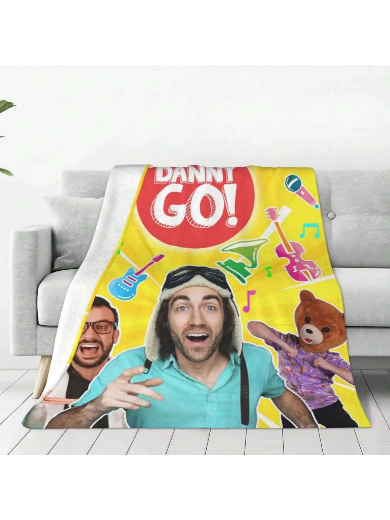 

Danny Go Cartoon Music Education Fleece Throw Blankets Dance Blanket For Sofa Couch Warm Bedspreads Quilt Breathable 75X95CM