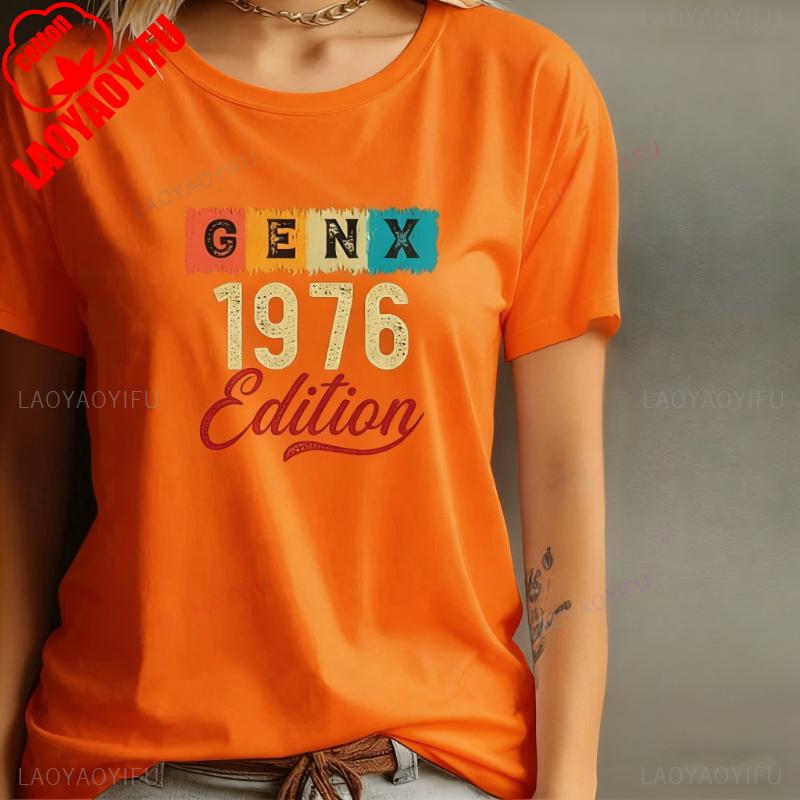 Nostalgia Gen X 1976 Year Edition Graphic Tee Shirt High Quality Cotton Vintage Classic Fashion Streetwear Crewneck Shortsleev