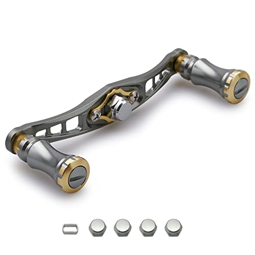 HEIGHTEN 92mm Baitcasting Reel Handle, Chess Series for Shimano, Daiwa, and Abu Garcia Baitcasting Reels (92mm, Gunmetal Handle/Gunmetal & Gold Knob)