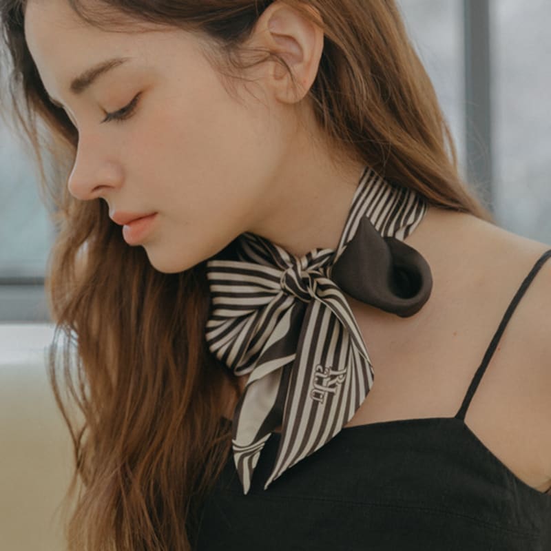 

RaJu Marbling Twilly Silk Scarf_2 Color Cream Cream