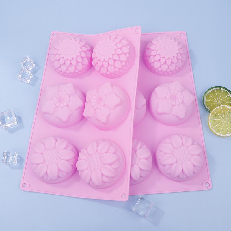 Silikonowa forma 3D z 6 wgłębieniami, 3 różne kształty kwiatów, do DIY, Fondant, Ciasta, Wyrabiania Mydła, Świec, Ciasta, Czekolady, Forma do Pieczenia