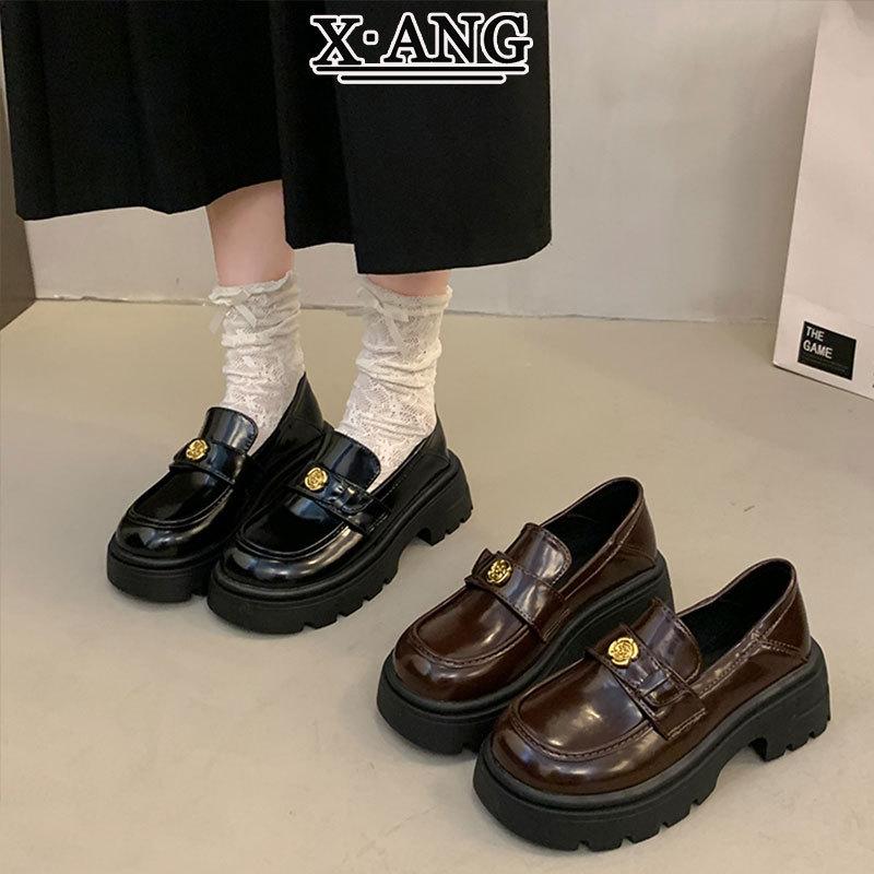 Muffin Platform Heightening Loafers Women's Shoes 2025 Spring New British Style Small Leather Shoes Genuine Leather Mary Jane Shoes