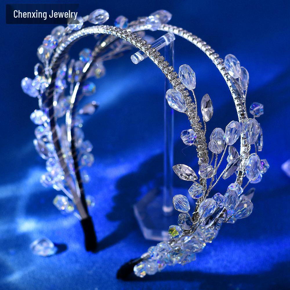 

Chenxing Кристальная Страза Двойной Ряд Повязка на Голову Свадебное Украшение для Головы CP690