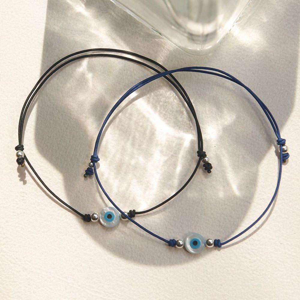 

J.Lauren Evil Eye Mother-of-Pearl Silver Ball Silk Knot Bracelet B0952 [31945759] black