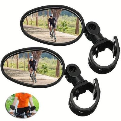 2Pcs Bike Mirror 360 Degree Adjustable Rotatable Handlebar Mirror Universal Oval Bicycle Mirror Wide Angle Shockproof