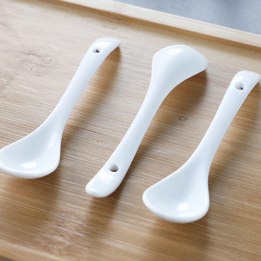 White Stirring Spoon Ceramic Seasoning Spoon Kitchen Tools Coffee Spoon Sugar Dessert