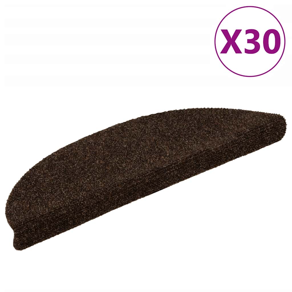 Self-Adhesive Stair Mats 30 Pcs. Brown 56X17X3 Cm