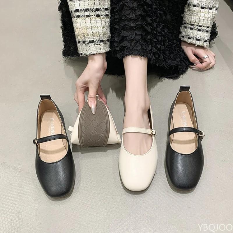 Fashion Ladies New Retro Flats Comfortable Mary Jane Buckle shoes Casual soft soled bean shoe Fashion elegant Womens Shoes Zapatos Mujer