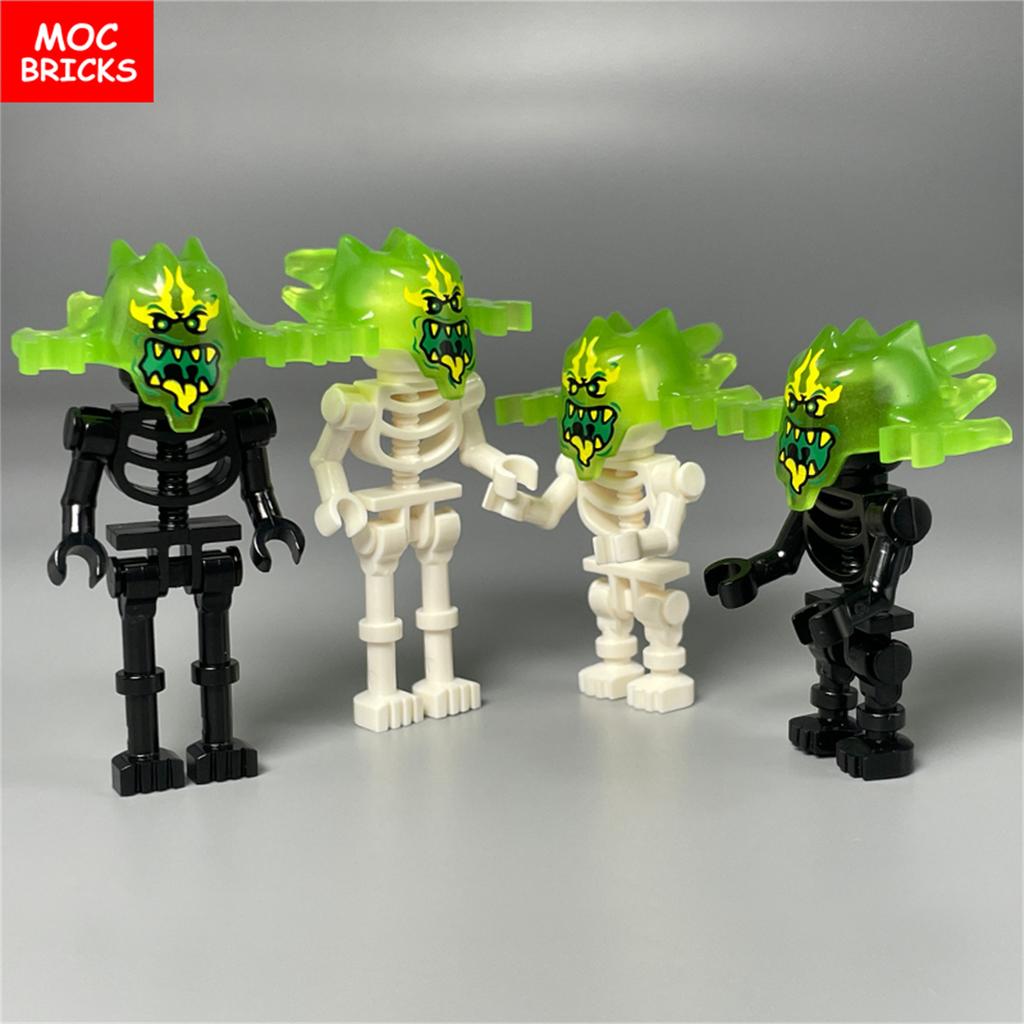 Non-Toxic Moc Bricks Halloween Luminous Helmet Action Figure Ghost Building Blocks Accessories Kids Gifts Kids Toys