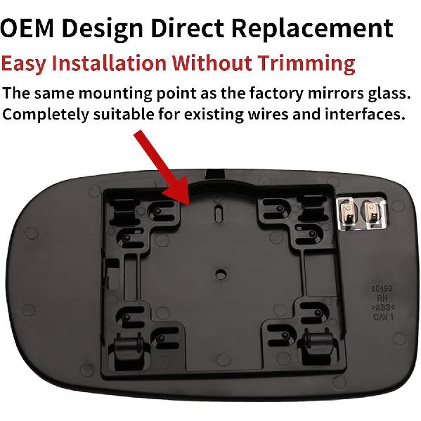 Passenger Side Mirror Replacement For 2011-2017 Chrysler 200, 2012- Chrysler 300, 2011- Dodge Charger, 2012- Dodge Challenger Mirrors Glass - Convex