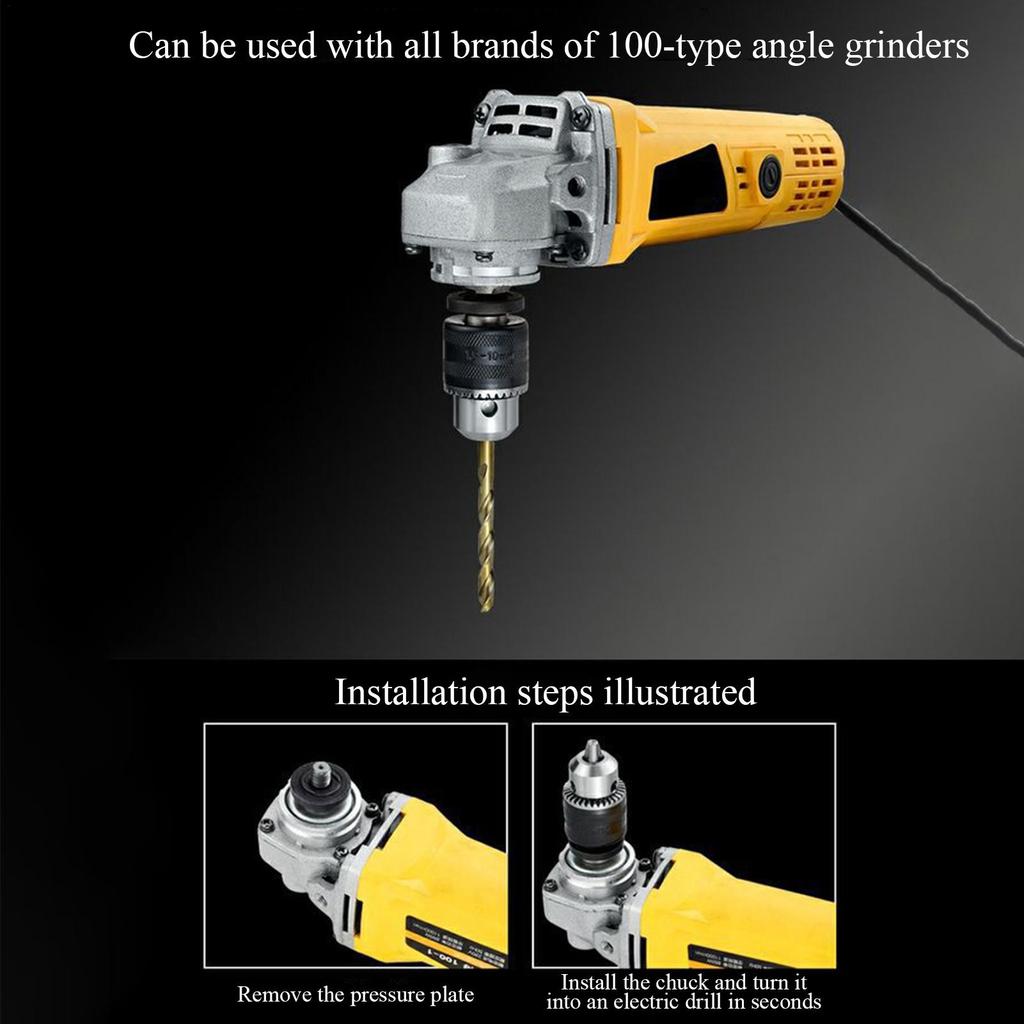 Electric Drill Chuck Electric Drill Adapter Conversion Head Three-Claw Design Woodworking Tool Accessories for 100-Type Angle