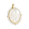 Fashionable Virgin Marys Necklace Charm with Sturdy Brass Materials and Mother of Pearls Shell Detailing Daily Use