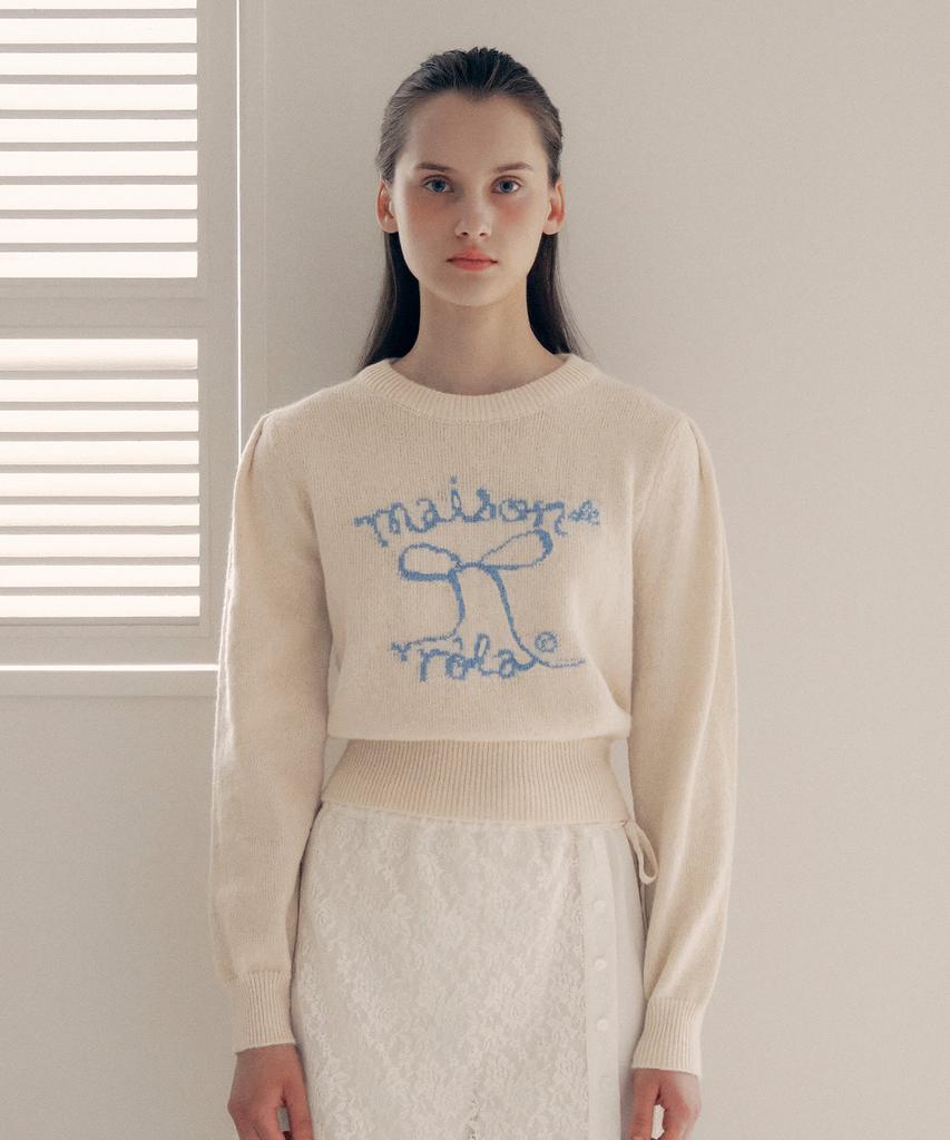 ROLAROLA Rola Ribbon Puff Sleeve Knit Ivory