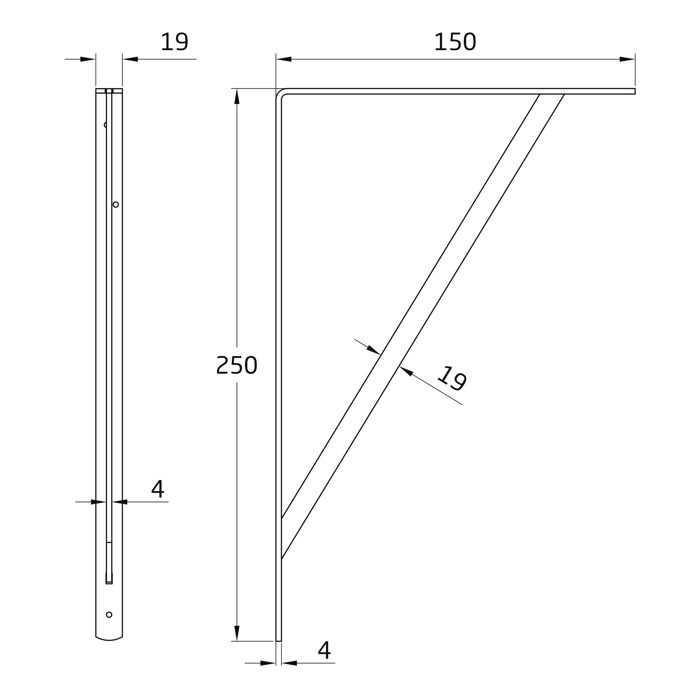 Console renforcée - amig - 9 - acier - 250 x 150 mm - blanc