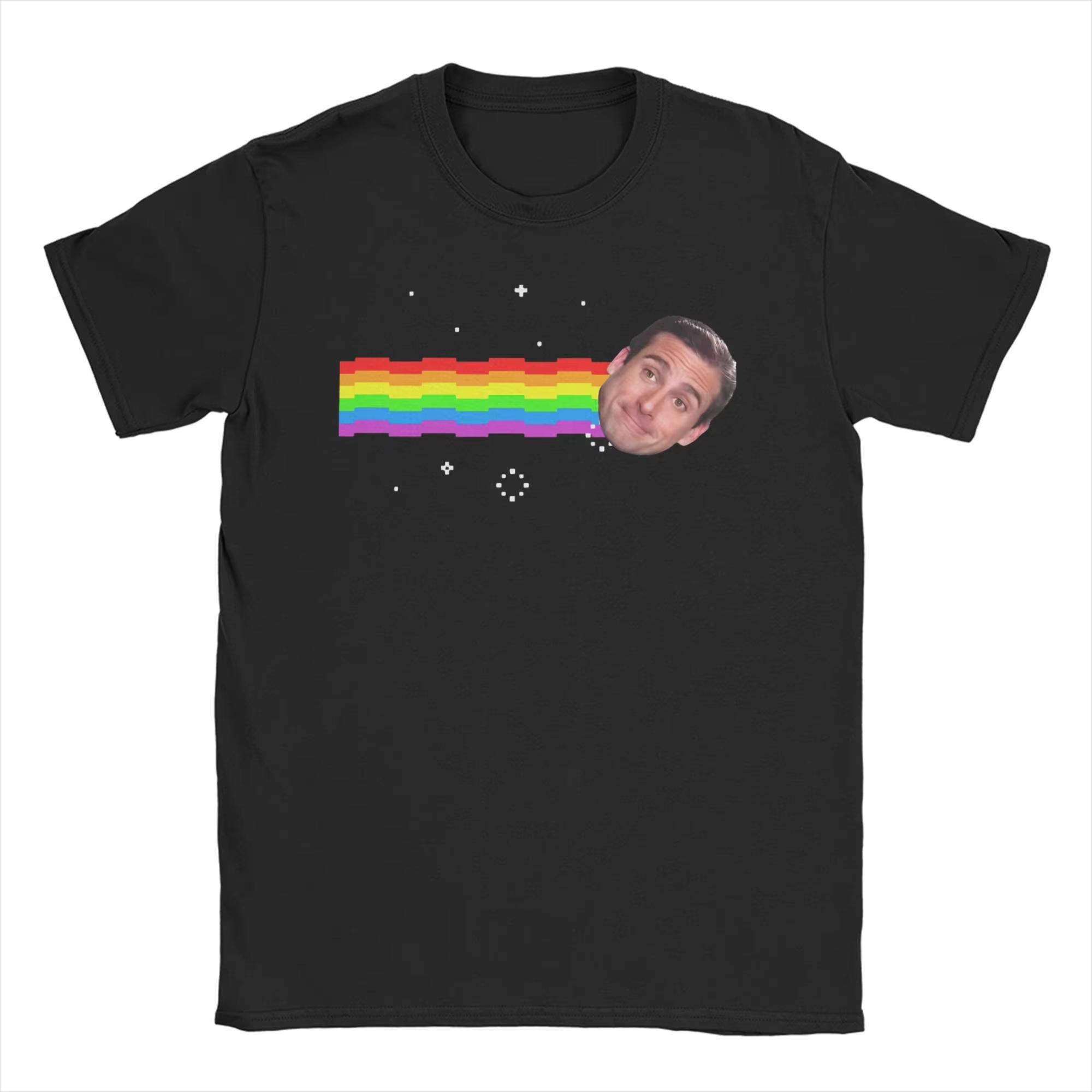 Casual Rainbow Cat TShirt for Men Women O Neck Cotton T Shirt Short Sleeve Tee Shirt Printed Clothes 4XL