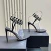 Summer New  Transparent PVC Women Sandals Sequined Ankle Bracelet Stiletto High heels Gladiator Sandalias Shoes