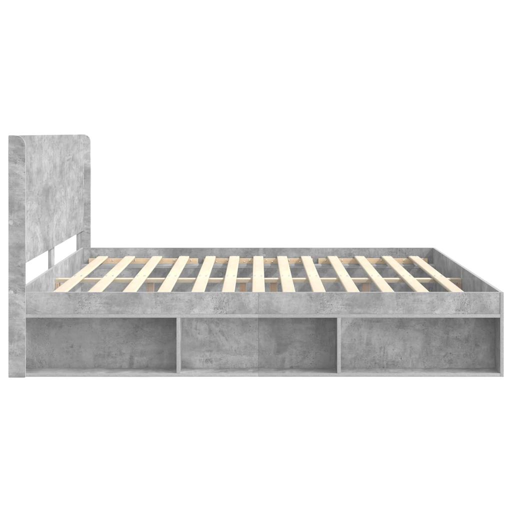 Bed Frame with Storage Space and Headboard Concrete Grey 180 x 200 cm