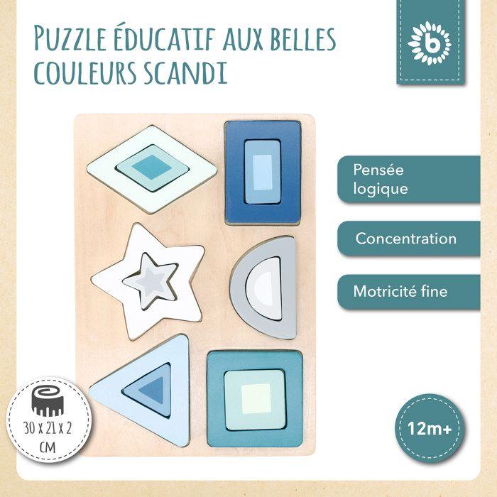 Puzzle en bois pour bébé - bieco - forme géométrique - 13 pièces