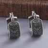 925 Silver Texture Flower Earrings For Women Gothic Trendy Simple Retro Earring Jewelry Party Accessories