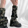 Punk Leg Warmer Subculture Long Socks Spring Summer Camo Water Washed Cowboy Wasteland Spicy Girl Strap Leg Covers Boots Cuffs