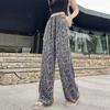 Women High Waist Vintage Floral Print Wide Leg Pants Loose Drape Straight No Pockets Casual Trousers For Summer Lazy Daily Commute Wear