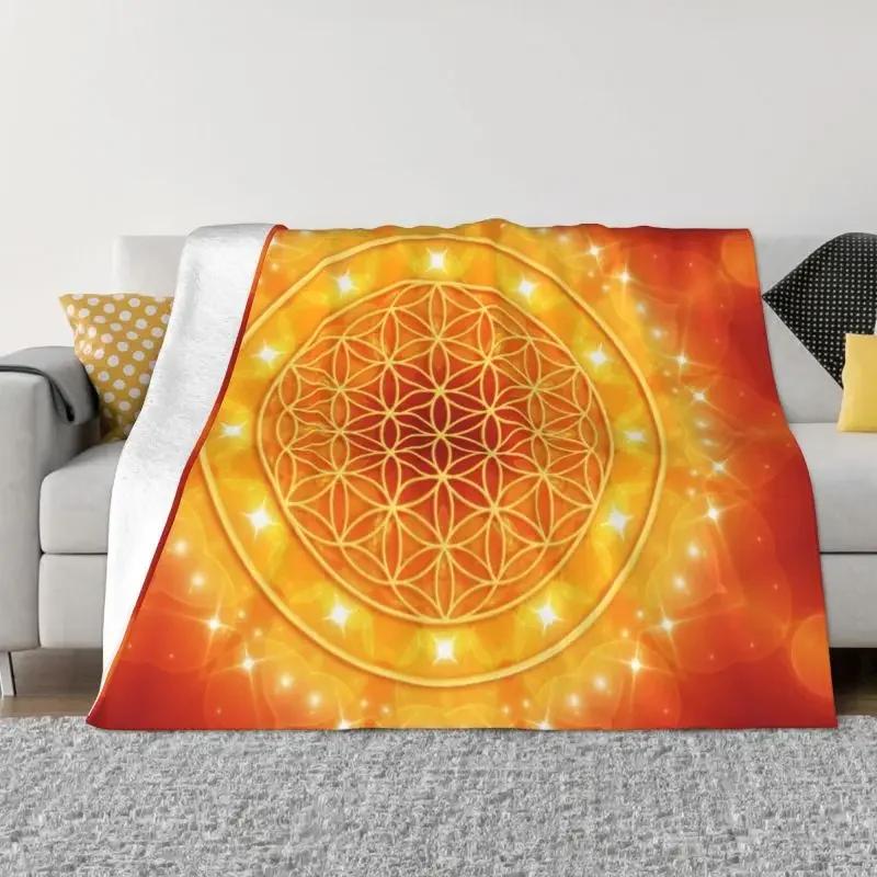 Flower Of Life Sacred Geometry Blanket Flannel Fleece Geometric Pattern Mandala Throw Blankets for Travel Bedding Couch Quilt