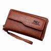 Leather 2 Fold Purse Large Capacity Men's Hand Bag Casual Men's Long Wallet  Outdoor