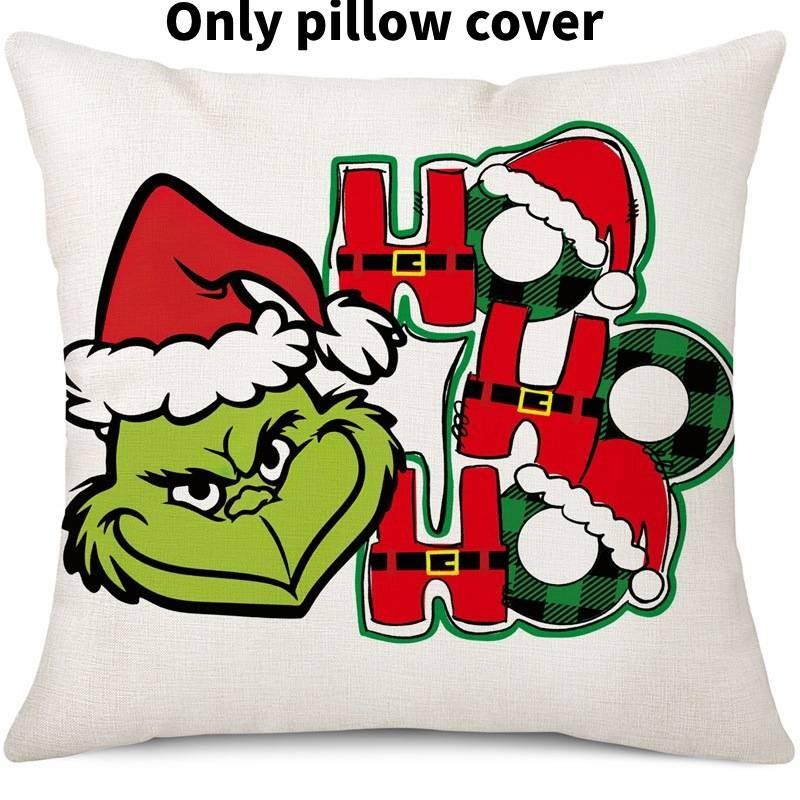 Cozy Green And Red Grinch Christmas Pillow Cover For Stylish Home Dcor 45x45cm