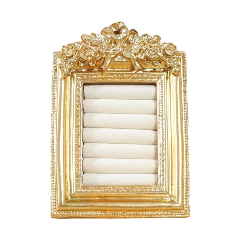 Multipurpose Golden Resin Earring Holder Jewelry Organizers Photo Frame Display For Retail Display