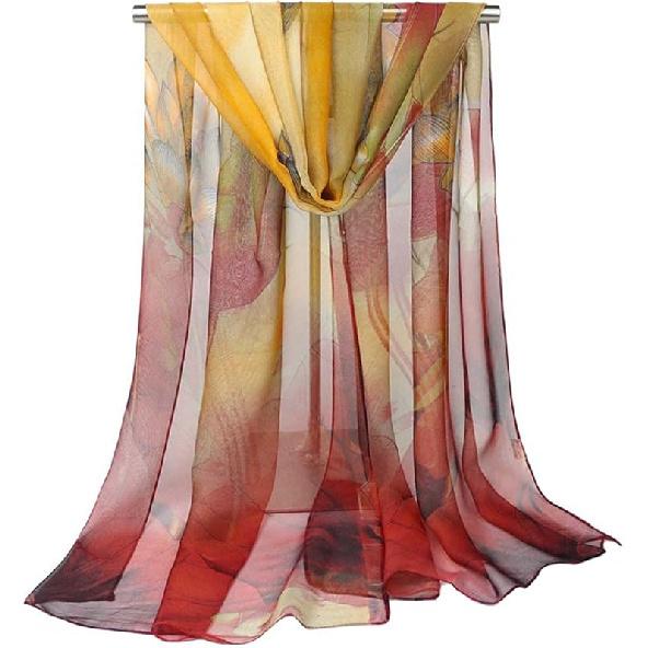 Pokeedioty Scarfs for Women Lightweight Fashion Floral Pattern Sheer Scarfs Shawl Wrap Scarves