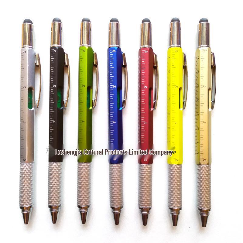 Multi-Function 5-in-1 Tool: Level, Scale, Screwdriver, Touch Stylus, Ballpoint Pen