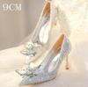 Fashion 2025 New Spring And Autumn Bridal Wedding Shoes Rhine-shaped High Heels Female Stiletto Crystal Pumps