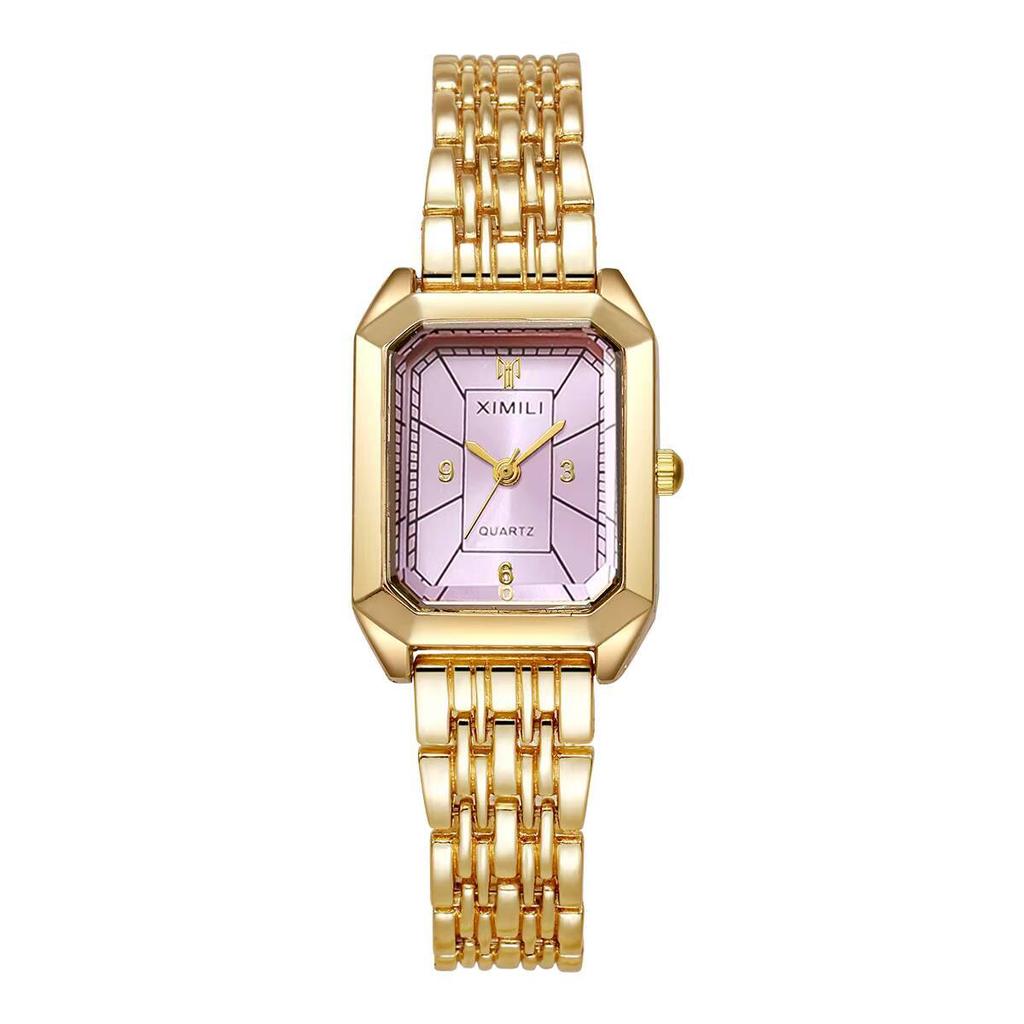 Ceas de mână de damă dreptunghiular la modă, cu quartz, ceasuri de damă cu brățară din oțel inoxidabil, ceas pentru fete, cadou