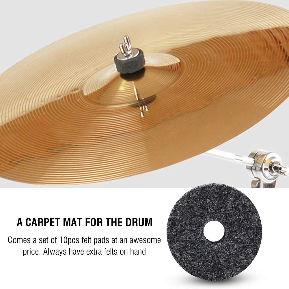 Set of Cymbal Felt Pads for Jazz Cymbal Practical Replacement Drum Parts 10-Piece Drums, Long-Lasting Protection, Ultra-Lightweight, Universal, (Gray)