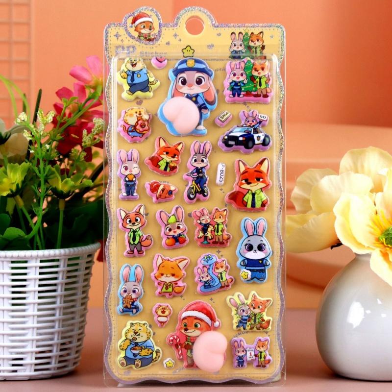 Mixed 4 Pcs3D Zootopia Stickers Cute Diy Phone Case Decorations Children'S Toy Hand Account Stickers  Gift