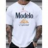 Modell Mens Premium Bomulls T-shirt Casual Rund Hals Kort Ärm Med Unikt Tryckt Design Andningsbar Maskintvättbar Vit