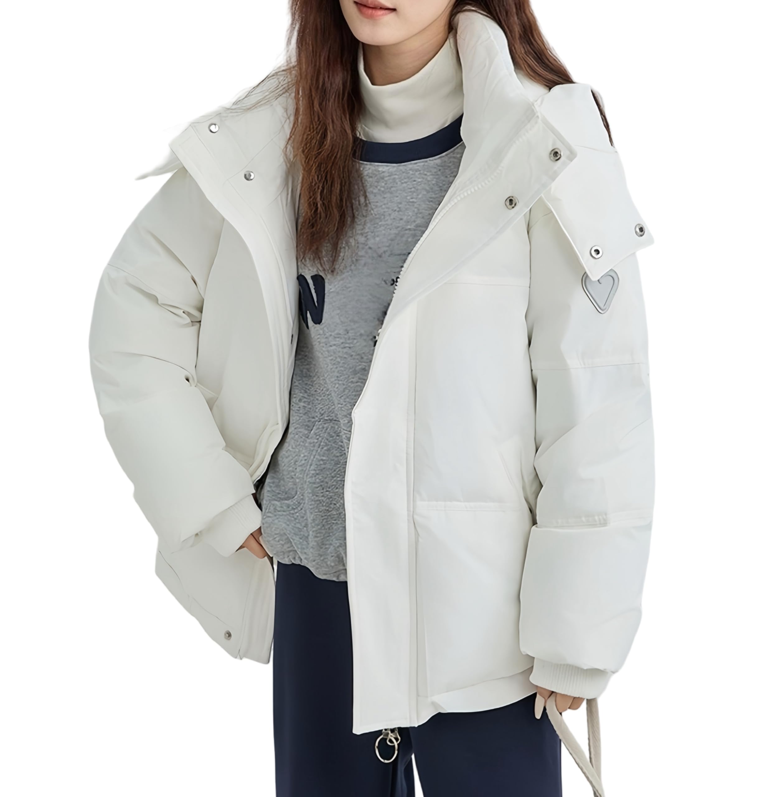 

Пуховик с короткой верхней одеждой для осени и свободного корейского стиля, идеально подходит для поездок на работу и учебу [newsight] Женское пальто, Капюшон, Длина, Зима, бежевый