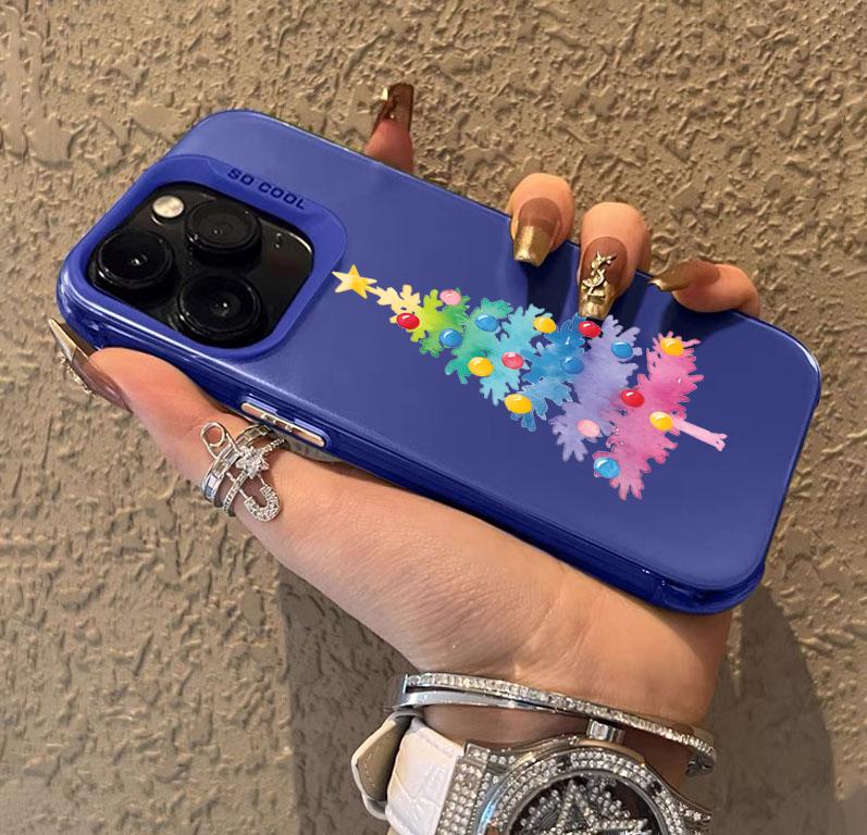 Colorful Christmas Tree Phone Case For iPhone 17 Pro Max 16 15 14 Pro Max 13 12 11 Pro 7 8 Plus XS X 16E ShockProof Matter Cover