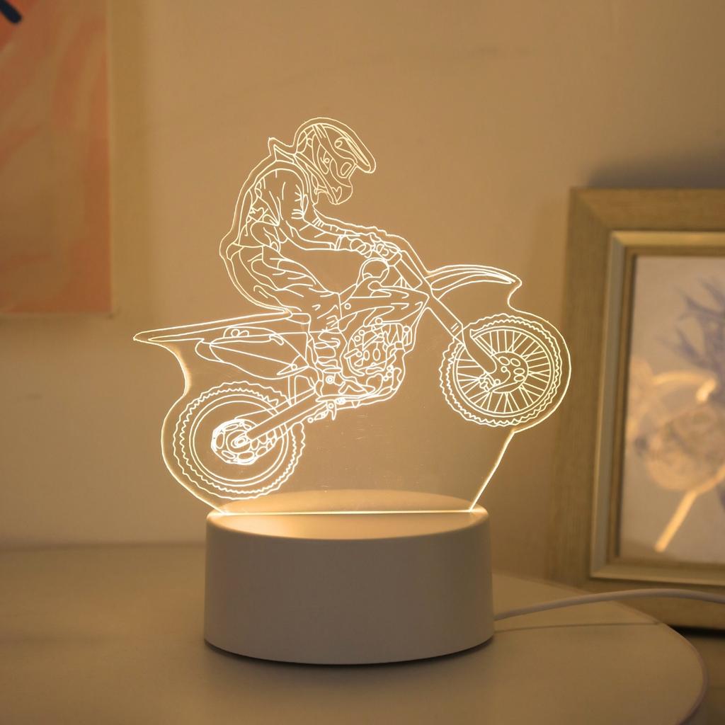 USB 3D Motorrad Experte Kreatives Nachtlicht, Heimdekoration Wohnzimmer Schlafzimmer Dekoration Licht, Geburtstags-Feiertagsgeschenk