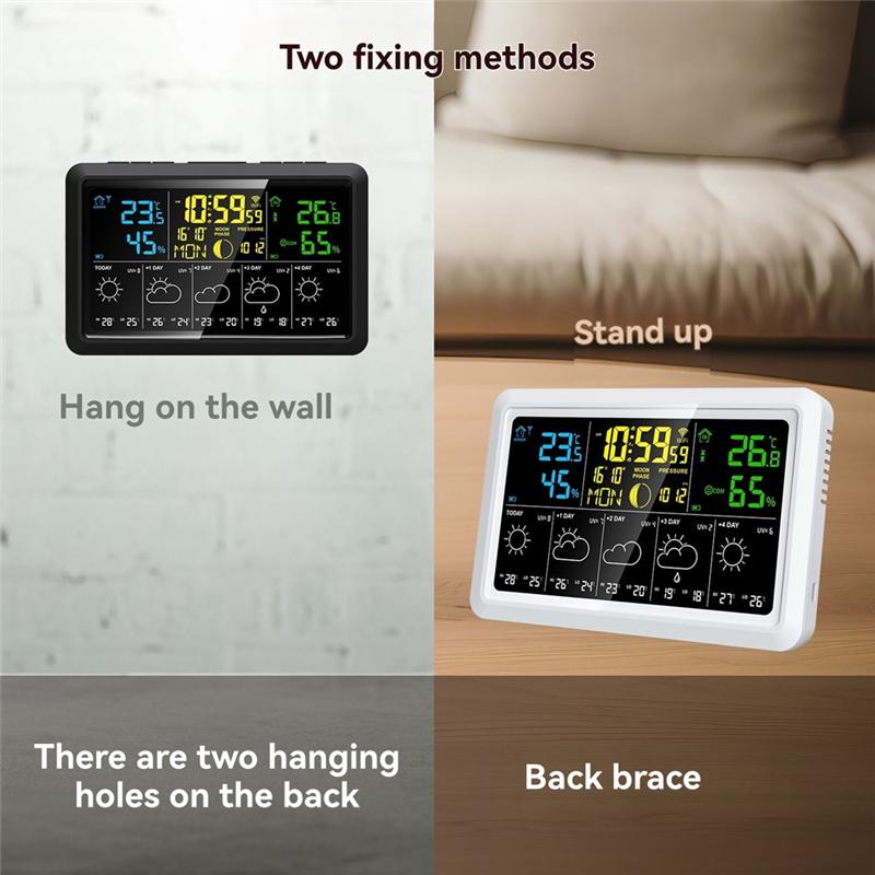 B97A-WIFI Multifunction Tuya Weather Station Air Quality Temperature Humidity Meter Moon Phase Air Pressure Weather Clock