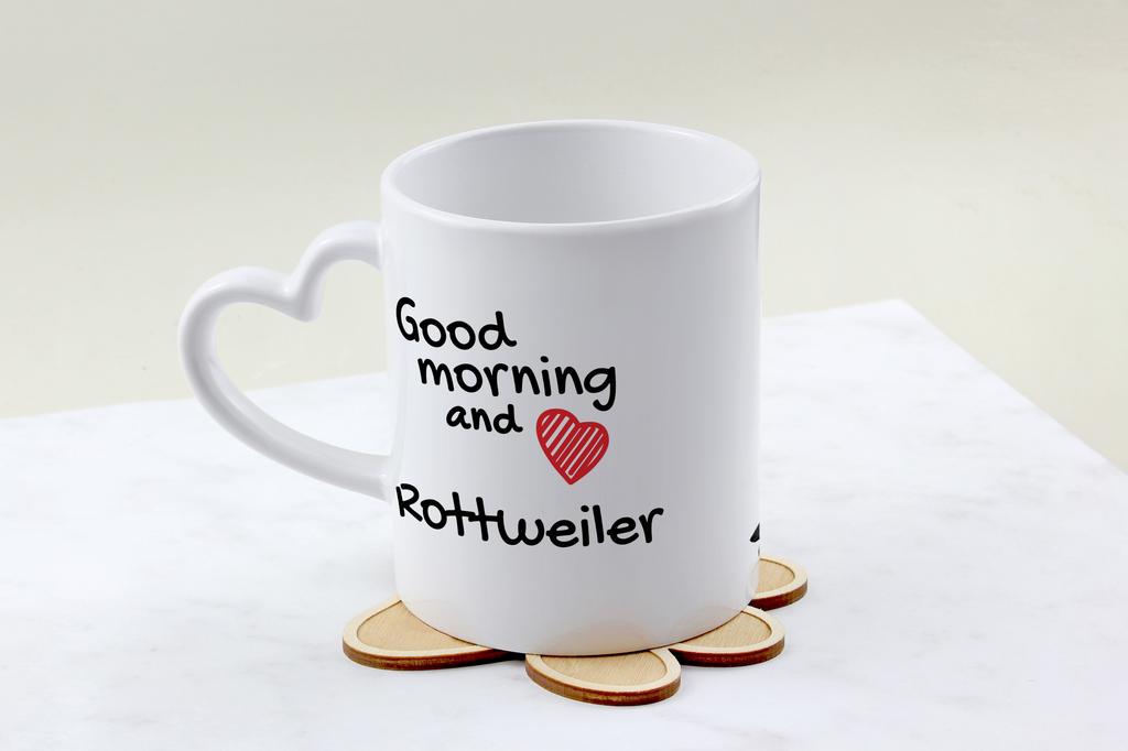 Rottweiler, Rott, Rottie - cup with a dog, adorable cup with a heart-shaped handle, universal gift from the Art-Dog brand
