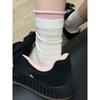 Sea Salt Cheese ~ Early Autumn Color-blocked Striped Pile-up Socks ~ So Cool! Color-blocking Double-slit Socks for Women