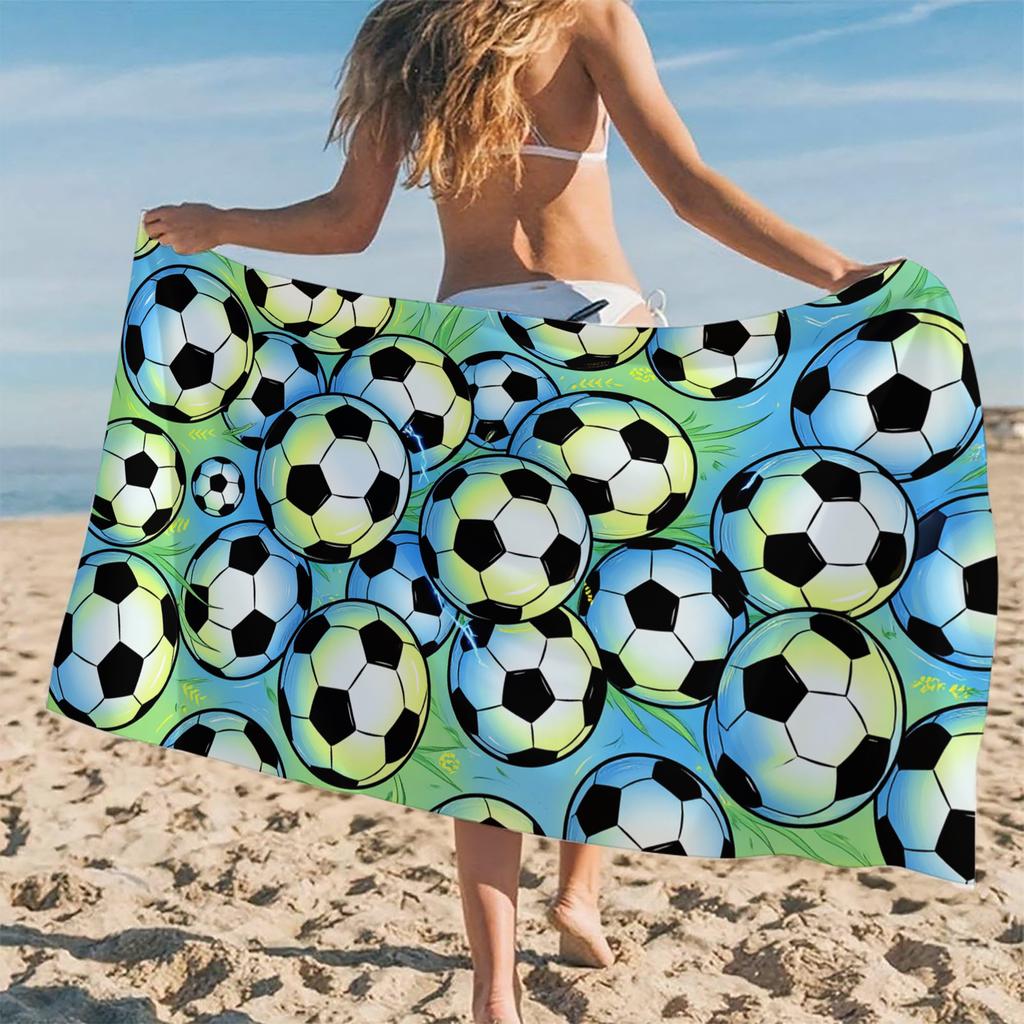 1 Piece Vibrant Football Print Pattern Beach Towel-Super Soft Quick-Dry Microfiber for Travel, Yoga, Camping, Swimming Machin