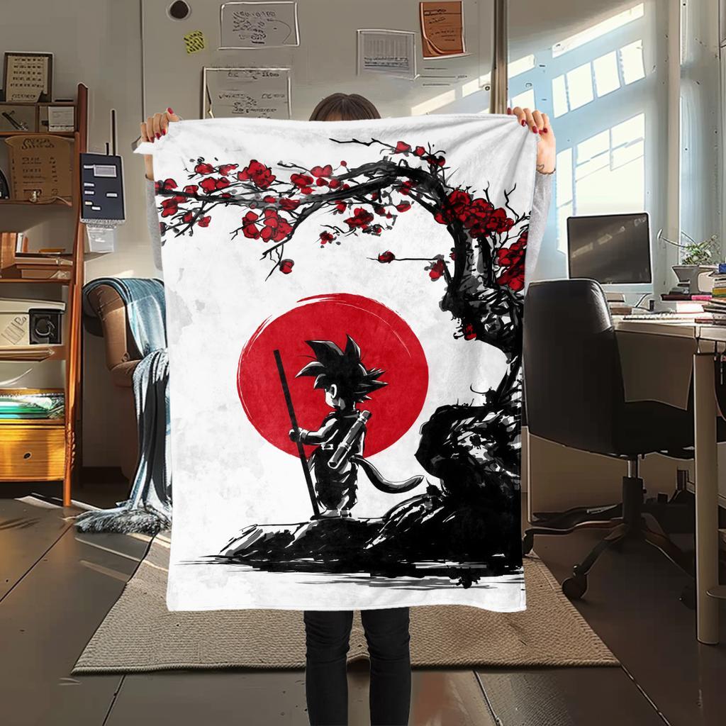 1PC DRAGON BALL Print Flannel Blanket, High Quality All Seasons, Home Decor, Warmth and Comfort, Perfect for Christmas Gifts
