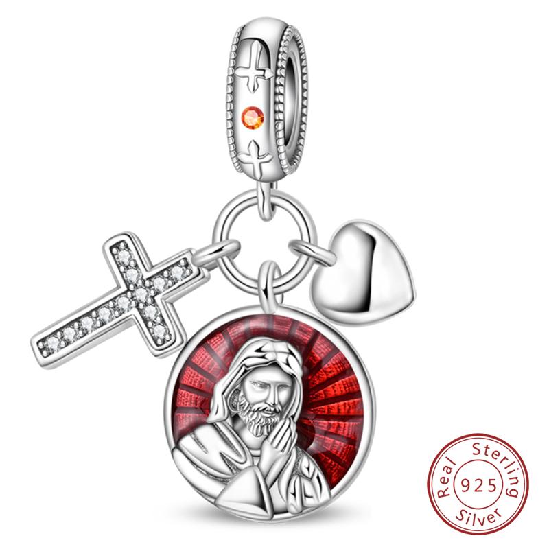 Copper Charms Beads Forever Love Heart Shaped Bow Family Charms Dangle For Bracelet Woman Diy Jewelry Gift