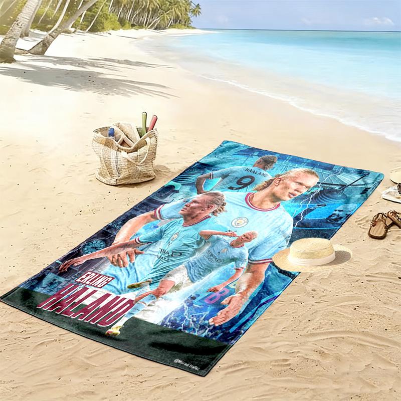 Football Star Action Dynamic Pose Beach Towel Portable For Travel Soft Quickdrying Swim Towel Absorbent Bath Towel Seaside Printing
