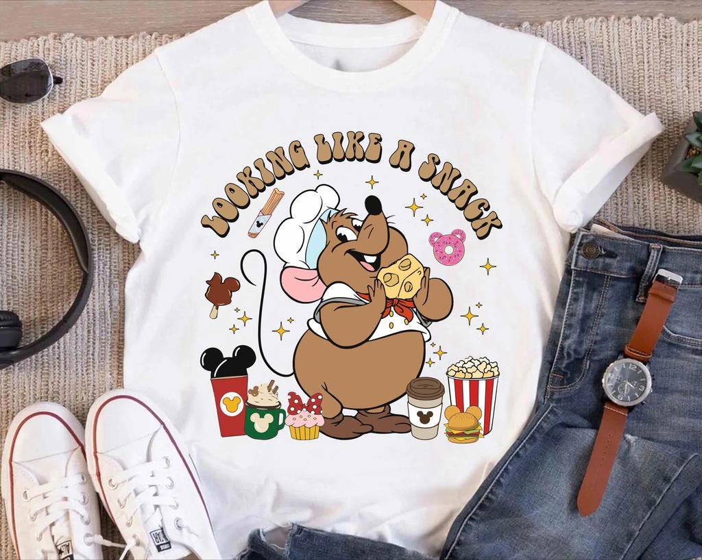2026 Summer Disney Cinderella Gus Graphic Tshirt Men Women Fashion Cotton Quality Casual Loose Short Sleeve Classic Unisex