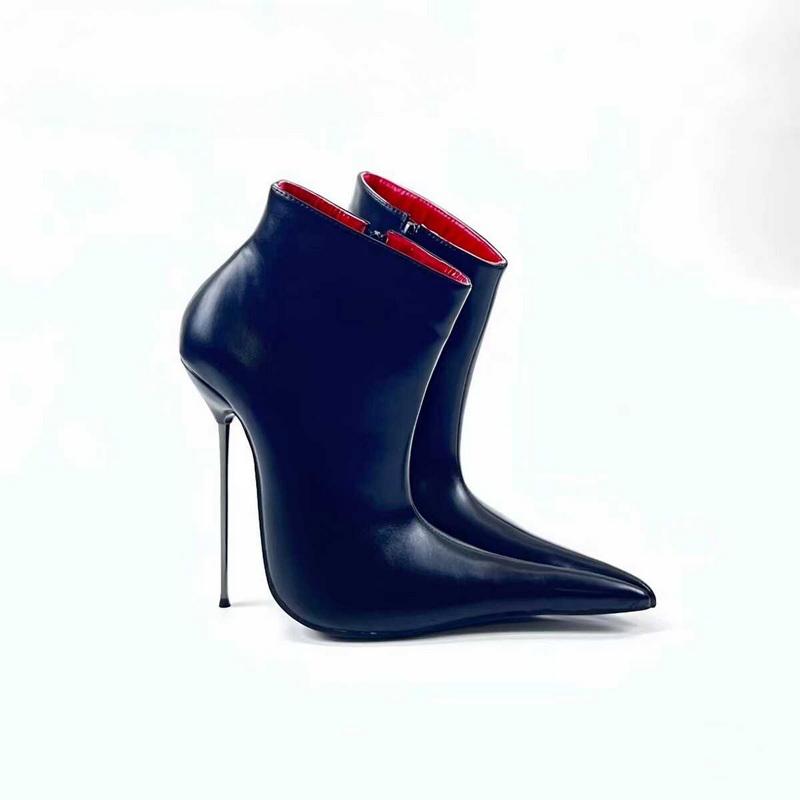 Fashion FHC 14cm Extremely Pointy Toe Unisex High Heeled Ankle Boots,Men Bed Cosplay Shoes,Woman Fetish Short Botas,Black,Custom Color