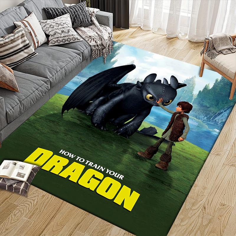 How To Train Your Dragon Hiccup & Toothless Area Rug, HTTYD Fan Cozy Carpet, Ideal Gift.chl